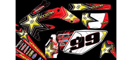 Honda CRF205X "Rock Star " Full Graphics Kit Red 2004-2009