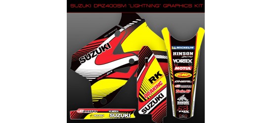 Suzuki DRZ400SM, DRZ400S DRZ400E " LIGHTING  " Full Graphics kit Black