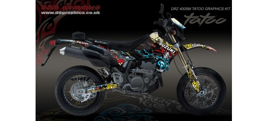 Suzuki DRZ400Sm "Tatoo" Full Graphics Kit Black