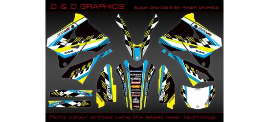 Suzuki DRZ400SM, DRZ400S DRZ400E " Racer " Full Graphics kit yellow