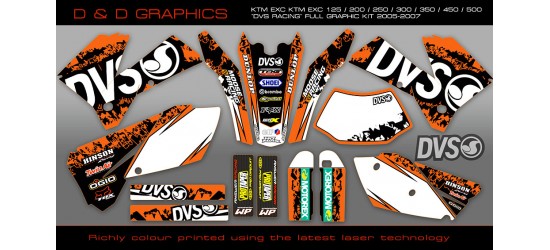 KTM EXC 125/200/250/300/400/450/525 "DVS Racing" Full Graphic Kit 2005-2007 