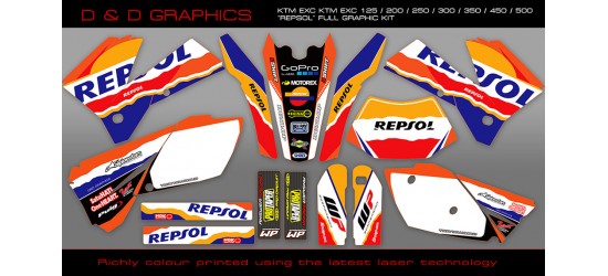 KTM EXC 125/200/250/300/400/450/525 "Repsol" Full Graphic Kit 2005-2007 