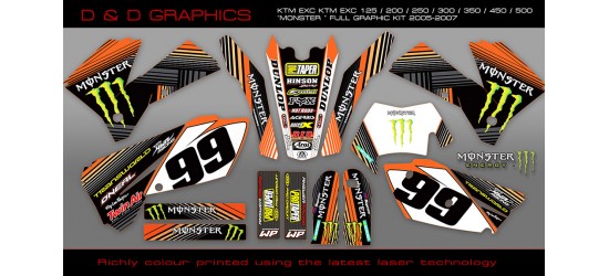 KTM EXC 125/200/250/300/400/450/525 "Monster " Full Graphic Kit 2005-2007 