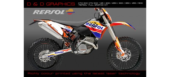 KTM EXC 125/200/250/300/400/450/525 "Repsol"  Full Graphic Kit 2008-2010