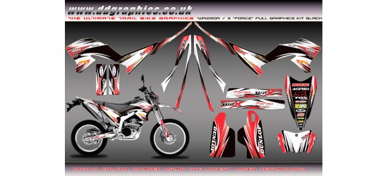 Yamaha WR250X WR250R "Force" Full Graphics Kit Black