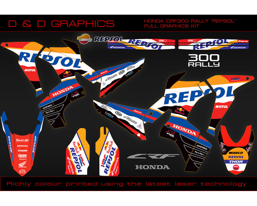 Honda CRF300 Rally Repsol Full Graphics kit