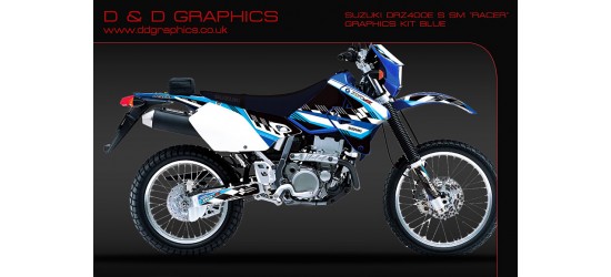 Suzuki DRZ400SM, DRZ400S DRZ400E " Racer " Full Graphics kit blue