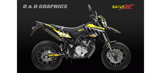 Yamaha WR125r wr125x  retro Graphics kit yellow 