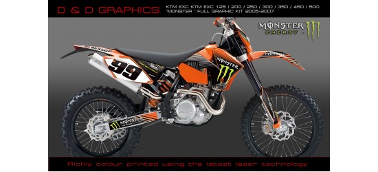 KTM EXC 125/200/250/300/400/450/525 "Monster " Full Graphic Kit 2005-2007 