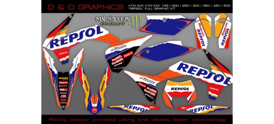 KTM EXC 125 / 200 / 250 / 300 / 350 / 450 / 500 (2013-2016) Repsol full graphics kit