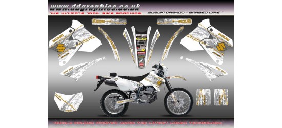 Suzuki DRZ400 "Barbed Wire" Full Graphics Kit White