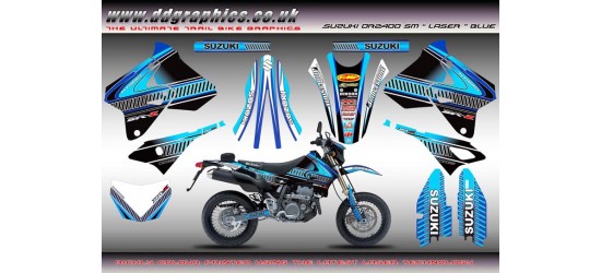 Suzuki DRZ400SM "Laser" Full Graphics Kit Blue.