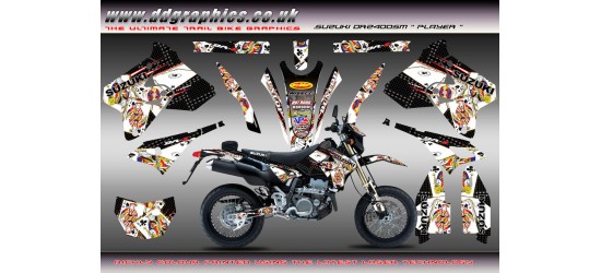 Suzuki DRZ400Sm "Player" Full Graphics Kit Black