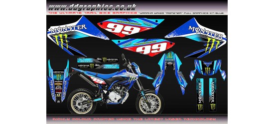 Yamaha WR125R wr125x Monster Graphics kit Blue