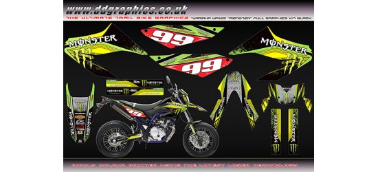 Yamaha WR125R WR125x  Monster Graphics kit Black 