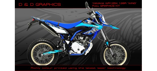 Yamaha WR125 wr125x  "Wing" Full Graphics Kit Blue